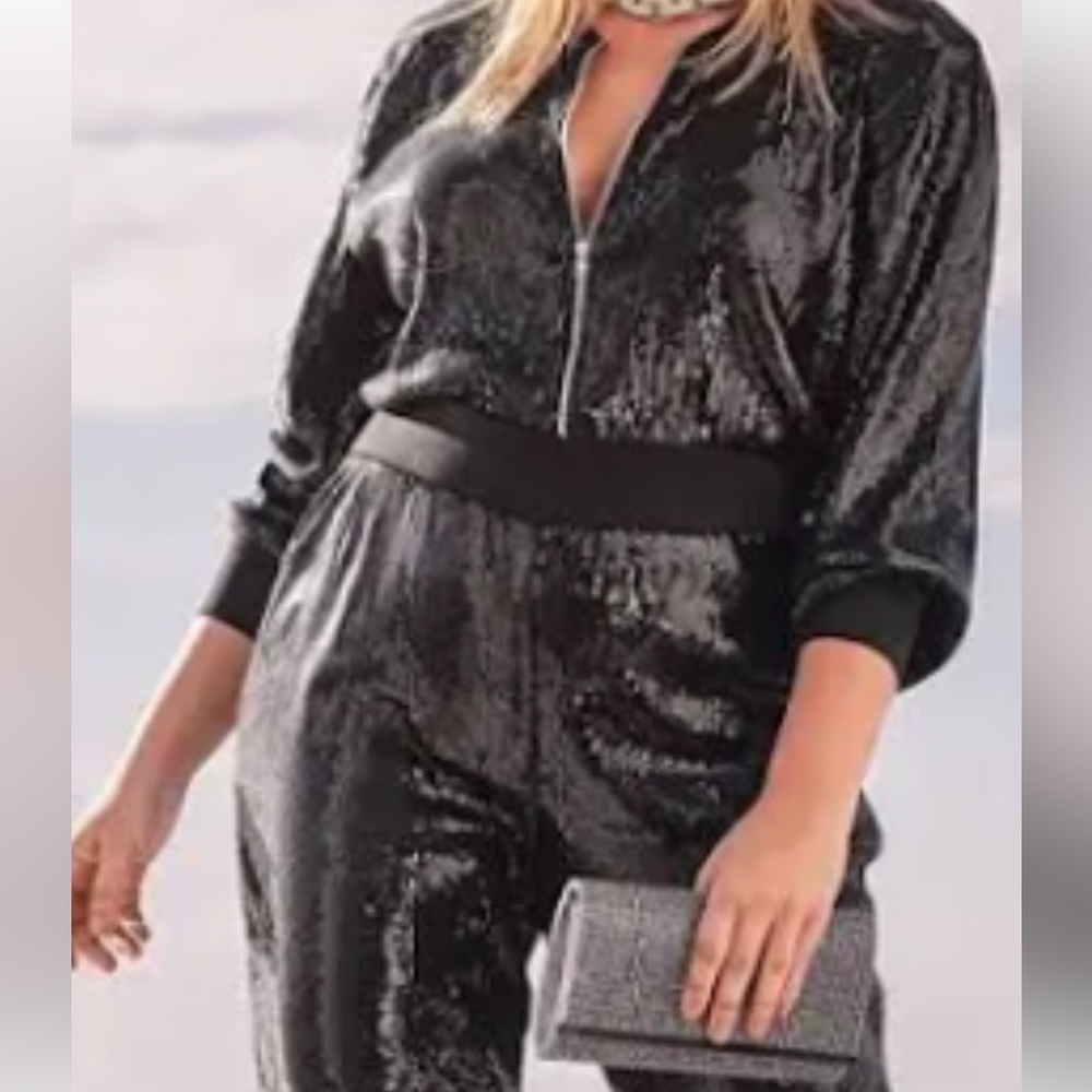 Black sequined jumpsuit